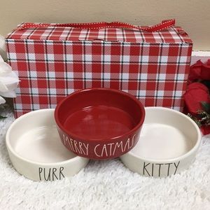 🆕Rae Dunn 3-piece Kitty Bowl Set